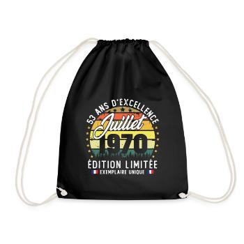 Vintage 1970 Juillet Rétro Anniversaire 53 Ans - Sac de sport léger - noir - Devant