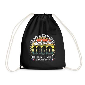 Vintage rétro septembre 1960 anniversaire 63 Ans - Sac de sport léger - noir - Devant