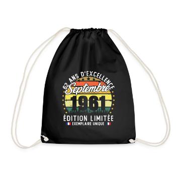 Vintage rétro septembre 1961 anniversaire 62 Ans - Sac de sport léger - noir - Devant