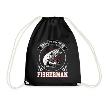 Angler fisherman fishing fishing fish fishing fish - Drawstring Bag - black - Front