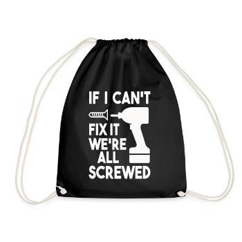 Craftsman repair DIY technician gift - Drawstring Bag - black - Front