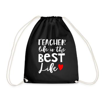 Lehrer Geschenk Bildung Schule Sprüche Lehramt - Turnbeutel - Schwarz - Vorne