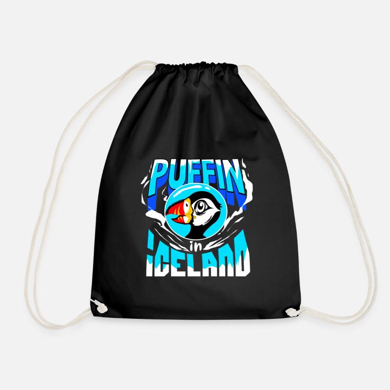 Puffin Puffin Puffin - Drawstring Bag - black