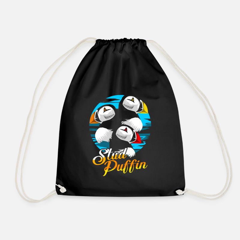 Puffin Puffin Puffin - Drawstring Bag - black