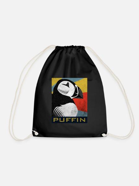 Puffin Island Papagei Taucher Vogel Nord Geschenk - Turnbeutel - Schwarz