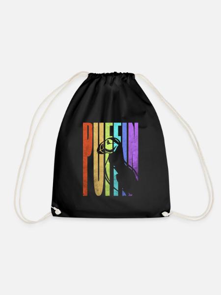 Puffin Island Papagei Taucher Vogel Nord Geschenk - Turnbeutel - Schwarz