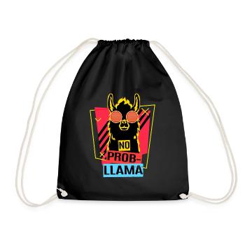 Lama Drama Spucke Alpaka Llama Anden Geschenk Zoo - Turnbeutel - Schwarz - Vorne