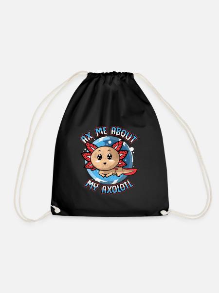 axolotl - Drawstring Bag - black