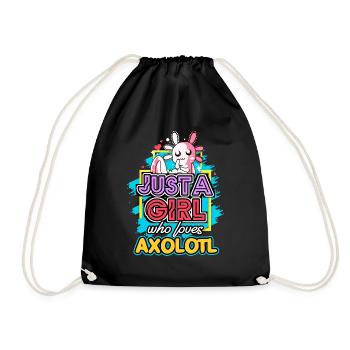 Axolotl Reptile Salamander Aquarium Kawaii Lurch - Drawstring Bag - black - Front