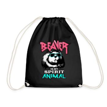 Beaver - Drawstring Bag - black - Front
