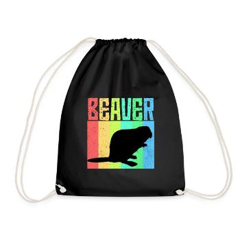 Beaver - Drawstring Bag - black - Front