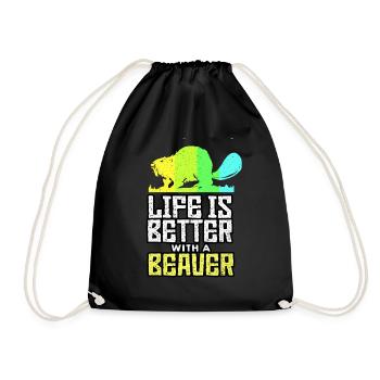 Beaver - Drawstring Bag - black - Front