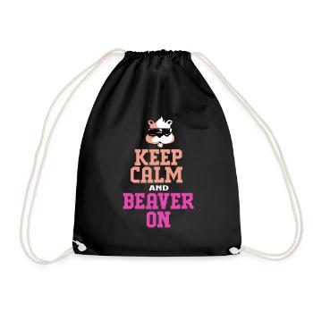Beaver Ambiguous Wood Tree Dam Badger Otter - Drawstring Bag - black - Front