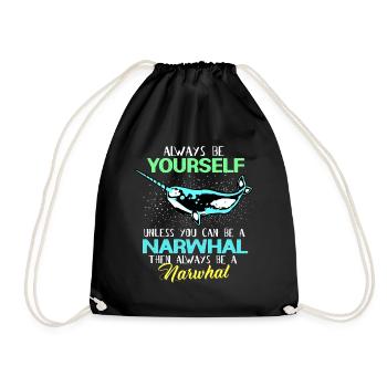 Narval cadeau de licorne Kawaii baleine plongée sous-marine - Sac de sport léger - noir - Devant
