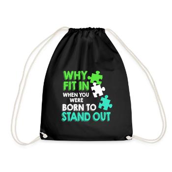Down Syndrome Chromosome Trisomy 21 Awareness 321 - Drawstring Bag - black - Front