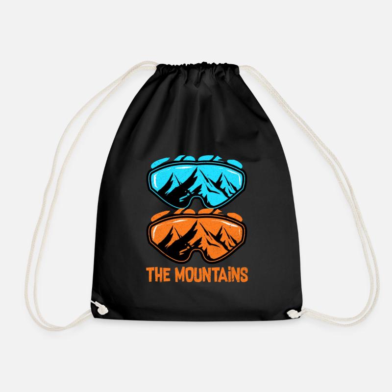 Skiing Skiing Skiing Skiing Skiing - Drawstring Bag - black