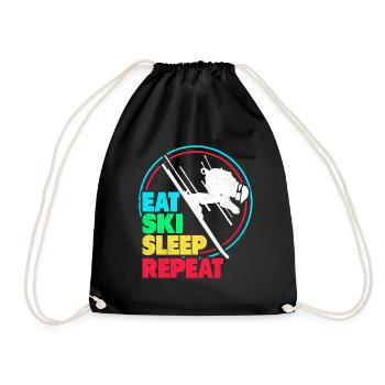 Skiing Skiing Skiing Skiing Skiing - Drawstring Bag - black - Front