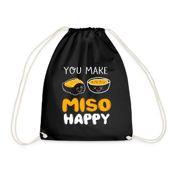 Sushi Go Rice Japan Tokyo Miso Nigiri Maki Udon - Drawstring Bag - black - Front