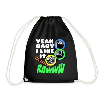 Sushi Go Rice Japan Tokyo Miso Nigiri Maki Udon - Drawstring Bag - black - Front