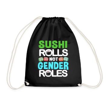 Sushi Go Rice Japan Tokyo Miso Nigiri Maki Udon - Drawstring Bag - black - Front