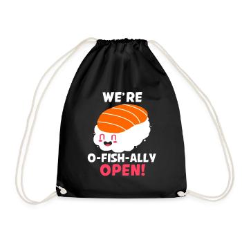 Sushi Go Rice Japan Tokyo Miso Nigiri Maki Udon - Drawstring Bag - black - Front