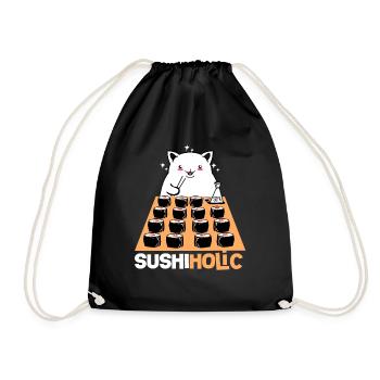 Sushi Go Rice Japan Tokyo Miso Nigiri Maki Udon - Drawstring Bag - black - Front