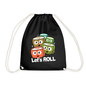Sushi Go Rice Japan Tokyo Miso Nigiri Maki Udon - Drawstring Bag - black - Front