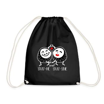 Sushi Go Rice Japan Tokyo Miso Nigiri Maki Udon - Drawstring Bag - black - Front