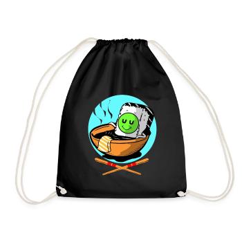 Sushi Go Rice Japan Tokyo Miso Nigiri Maki Udon - Drawstring Bag - black - Front