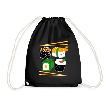 Sushi Go Rice Japan Tokyo Miso Nigiri Maki Udon - Drawstring Bag - black - Front