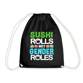 Sushi Go Rice Japan Tokyo Miso Nigiri Maki Udon - Drawstring Bag - black - Front