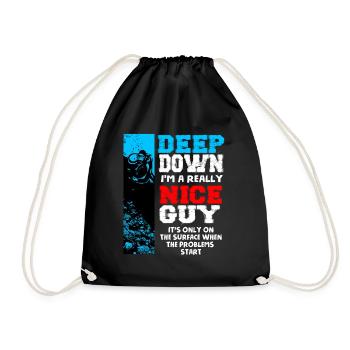 Taucher Geschenk Lustig Diving Tauchen Sport Meer - Turnbeutel - Schwarz - Vorne