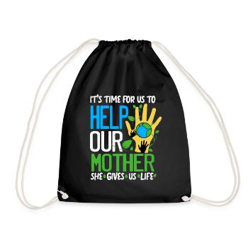 Climate Change Earth Day Environmental Protection Eco Organic Earth - Drawstring Bag - black - Front