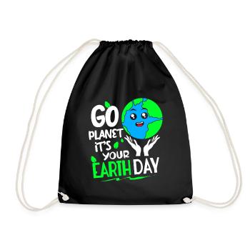 Climate Change Earth Day Environmental Protection Eco Organic Earth - Drawstring Bag - black - Front