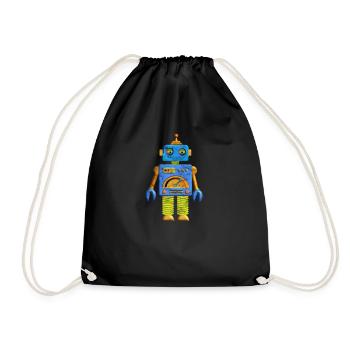 Hey Robot Robot Vintage - Drawstring Bag - black - Front