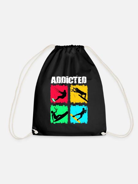 Kiteboard Kite Kiteboarding Geschenk Kitesurfer - Turnbeutel - Schwarz