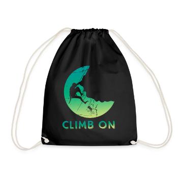 Climb on Rock Climbing Gift Bouldering Mountain - Drawstring Bag - black - Front