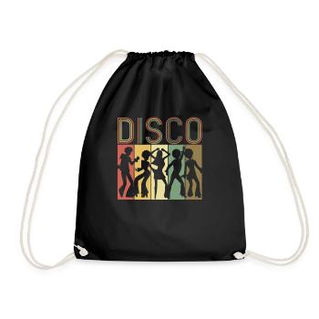 Retro Disco Dance Gift Vintage Groovy Disco 70s - Drawstring Bag - black - Front