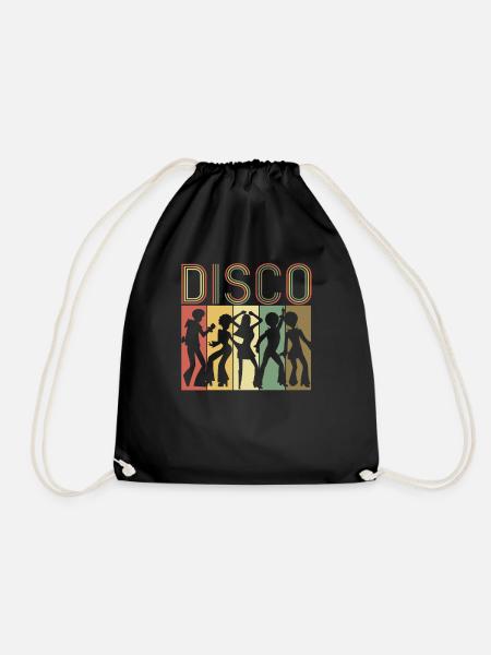 Retro Disco Dance Gift Vintage Groovy Disco 70s - Drawstring Bag - black