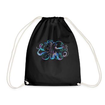 Psychedelischer Oktopus Trippy Riesen Kraken Meer - Turnbeutel - Schwarz - Vorne