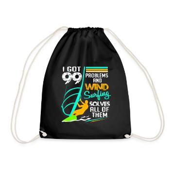 Windsurf Windsurfen Windsurfing Wassersport Surf - Turnbeutel - Schwarz - Vorne