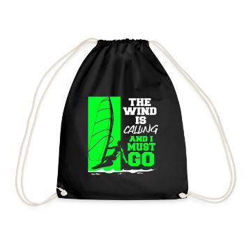 Windsurf Windsurfen Windsurfing Wassersport Surf - Turnbeutel - Schwarz - Vorne