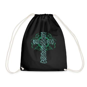 Celtic Cross Artistic Pagan Ornate Art Gift - Drawstring Bag - black - Front