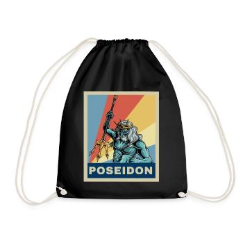 Vintage Retro Poseidon Griechische Mythologie Geschenk - Turnbeutel - Schwarz - Vorne