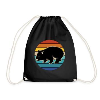 Wombat Australien Beuteltier Geschenk Retro - Turnbeutel - Schwarz - Vorne