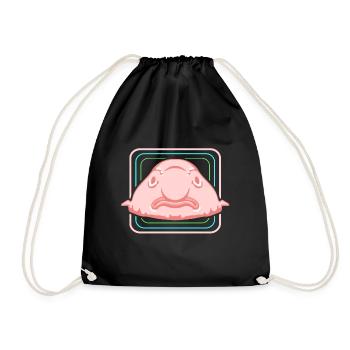 Blobfish Deep Sea Grumpy Introverted Gift - Drawstring Bag - black - Front
