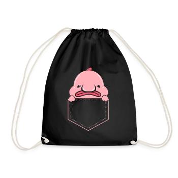Blobfish Deep Sea Grumpy Introverted Gift - Drawstring Bag - black - Front