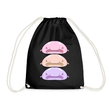 Blobfish Deep Sea Grumpy Introverted Gift - Drawstring Bag - black - Front