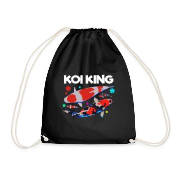 Koi Fish Carp Nishikigoi Kohaku Asagi Gift - Drawstring Bag - black - Front