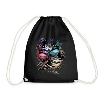 Pigeon Racing Pigeon Fancier Carrier Pigeon Turtle Dove - Drawstring Bag - black - Front